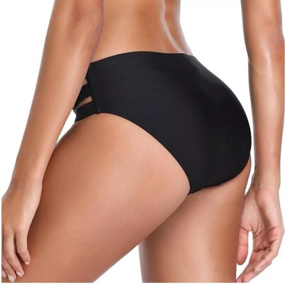 Ocean Blues Women’s Strappy Full Coverage Black Bikini Bottoms. Size Medium - Picture 3 of 9
